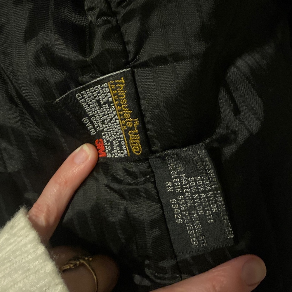 Vintage Leather Blazer Jacket Belted Removable Insulation Black size Medium - Picture 12 of 12